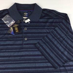 Gallaway Golf Polo Shirt Navy Blue Striped Size M